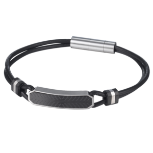 Tread SS PU Black Bracelet